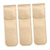 Angoily 3pcs Pu Case Compact Sleeve Grafting Steel Tweezer Eyelash Stainless Leather Protective Cover, Golden, 14.5x4.3cm view 1