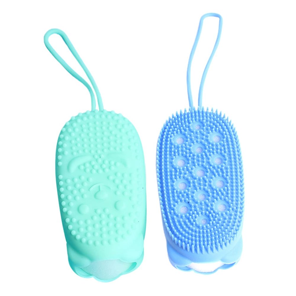 Angoily 2pcs Silicone Bath Brush Set Dual-Sided Exfoliating Shower Sponge for Gentle Skin Care Convenient Bath Helper Random Colors