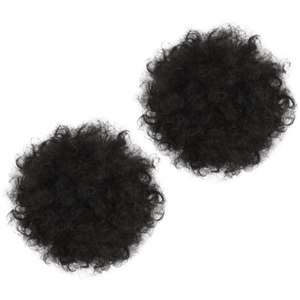 Angoily Lightweight Fake Ponytail Afro Puff Wig Hair Buns Clips for Party Headdress