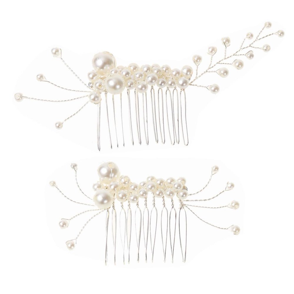Angoily 2pcs Handmade Hair Combs for Brides Elegant Wedding Hair Accessories for Photography and Bridal Headdresses for Parties and Special Occasions