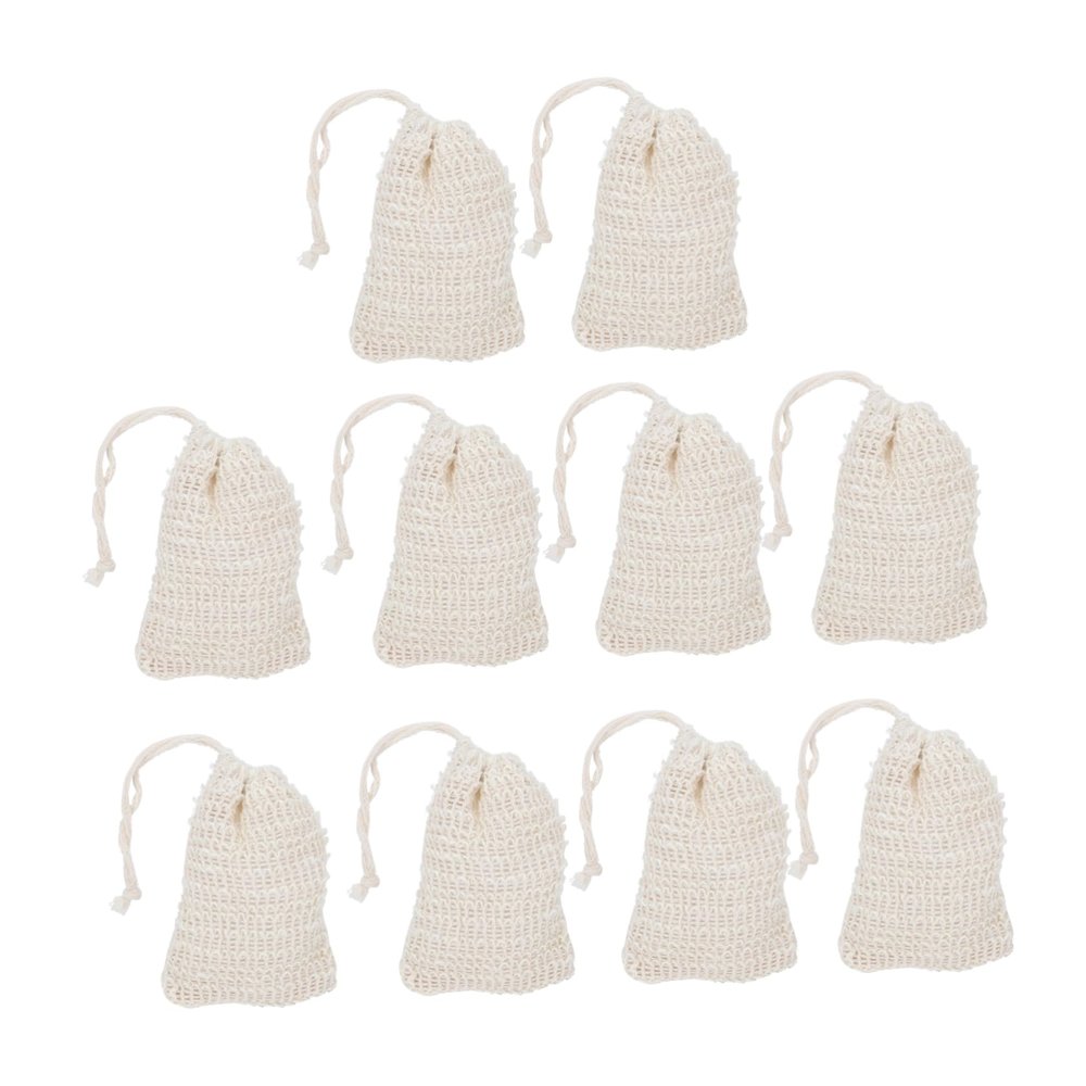 Angoily 10pcs Foaming Net Soap Exfoliating Bag Drawstring Soap Holder for Shower Natural Pouch for Exfoliation and Massage and Shower Supplies