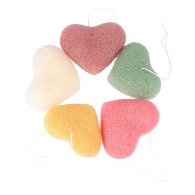 Angoily 5pcs Gentle Exfoliating Face Cleansing Sponges for Makeup Removal and Deep Cleansing Heart-shaped Wash Puff Reusable and Moisturizing Facial Care