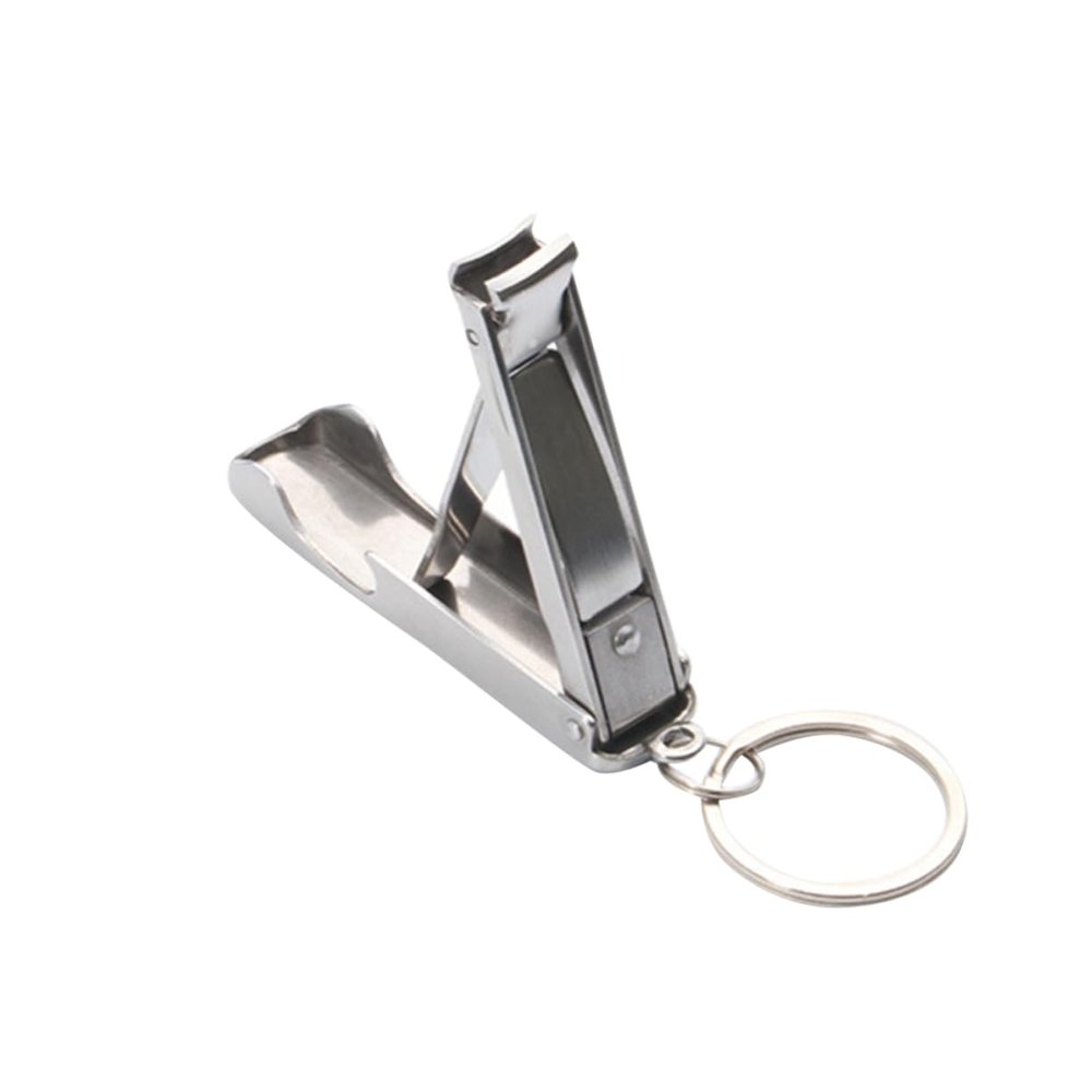 Mipcase Stainless Steel Folding Nail Clipper Keychain Compact Manicure Tool for Travel Home and Outdoor Use Ergonomic Design Key Ring Silver