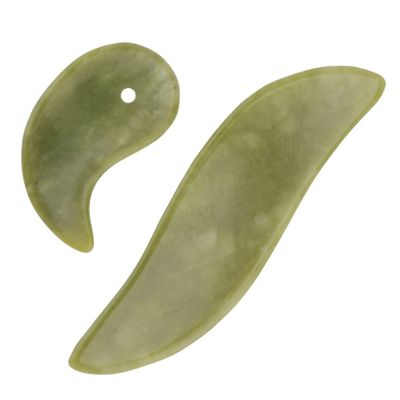 Angoily 2pcs Jade Gua Sha Board Natural Facial Massage Tool for Skin Care Green Scraping Plate for Relaxation and Wellness Friends and Family