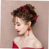 Angoily Elegant Red Headband Bridal Beads Hair Band for Wedding Evening Party Photoshoot view 4