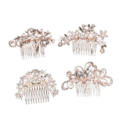 Angoily 4pcs Rhinestone Hair Comb Headband Pearl Clips Bridal Hair Accessories for Wedding Banquet