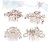 Angoily 4pcs Rhinestone Hair Comb Headband Pearl Clips Bridal Hair Accessories for Wedding Banquet view 4