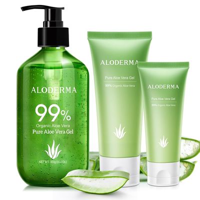 99% Pure Aloe Vera Gel Set - 4 Pieces - 2 pcs x 300g Aloe Vera Gel, 114g Aloe Gel & 45g Aloe Gel
