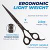 Bucchelli 7 Inch Hair Cutting Scissors Professional - Japanese 440A Barber Scissors 7 Inch - Salon Scissors for Hair -Micro Bevel Edge with Adjustable Tension Knob - Hair Shears Black (Black Right 7") view 2