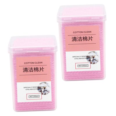 Angoily 400pcs Glue Cleansing Pads for Eyelash Extensions Pink Non-Woven Wipes for Cleaning Tool for Lash Grafting and Daily Use