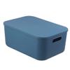 MERRYHAPY Large Plastic Cosmetic Box Cover Bathroom Vanity Organizer for Makeup and Sundries Stackable Storage for Home and Office Blue view 1