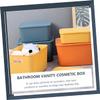 MERRYHAPY Large Plastic Cosmetic Box Cover Bathroom Vanity Organizer for Makeup and Sundries Stackable Storage for Home and Office Blue view 2