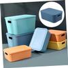 MERRYHAPY Large Plastic Cosmetic Box Cover Bathroom Vanity Organizer for Makeup and Sundries Stackable Storage for Home and Office Blue view 3