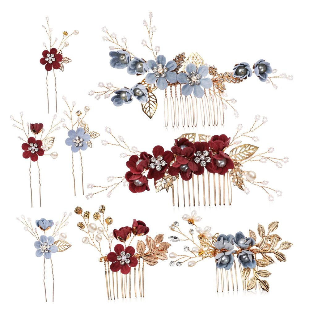Angoily Bridal Hair Clip Set Pearls Flowers Wedding Hair Accessories for Bridesmaid Wedding Day