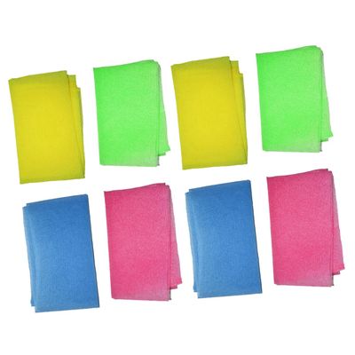 Angoily 8pcs Exfoliating Bath Towels for Adults Soft Body Wash Cloths Yellow Green Blue Pink for Smooth Skin and Daily Use