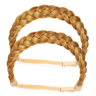 MERRYHAPY 2pcs Chunky Wide Plaited Braid Headband for Women Elastic Hairband Durable Comfortable Fit for Sports Everyday Wear