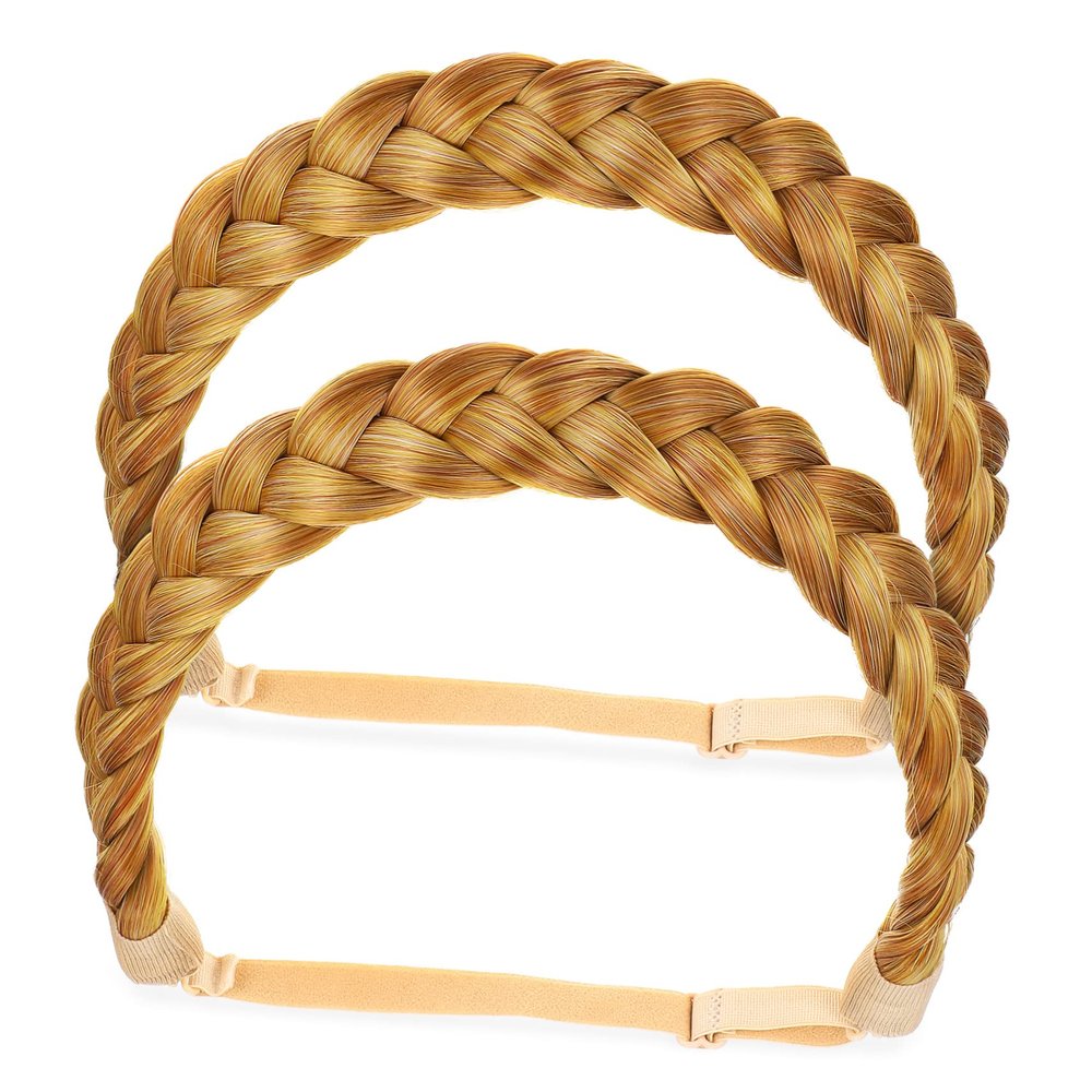 MERRYHAPY 2pcs Chunky Wide Plaited Braid Headband for Women Elastic Hairband Durable Comfortable Fit for Sports Everyday Wear