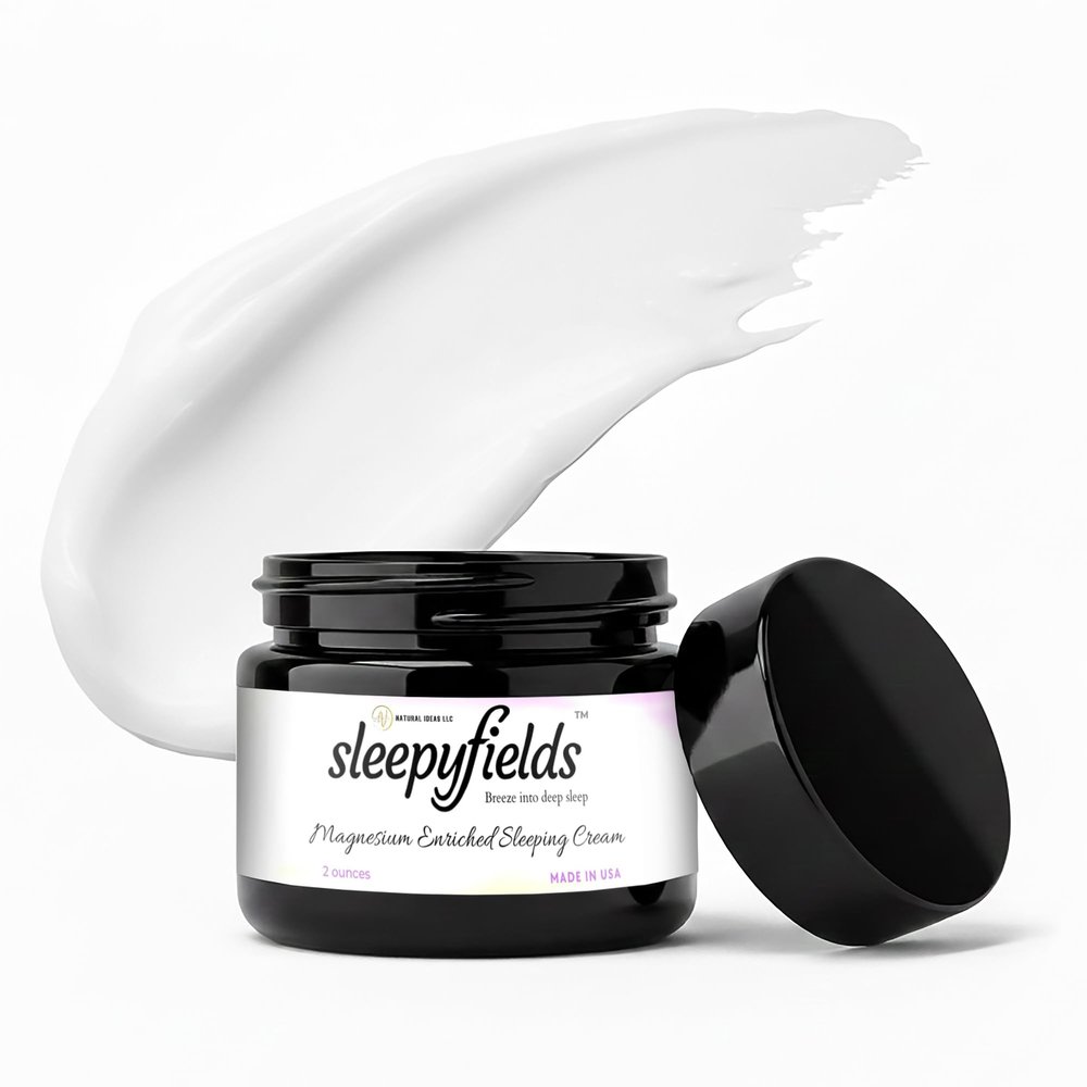 SLEEPY FIELDS Unscented Magnesium-Enhanced Sleep Cream - Nighttime Moisturizing Cream for Pain Calm, Leg Cramps, Sleep & Muscle Soreness - Fast Absorbing, Non-Greasy, Made in USA - 2 oz