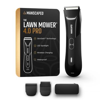 MANSCAPED The Lawn Mower 4.0 PRO - Groin & Body Hair Trimmer, Updated SkinSafe Trimmer Blade, Waterproof Wet/Dry Groomer, USB-C & Wireless Charging Compatible, Mens Ball Shaver with Travel Lock