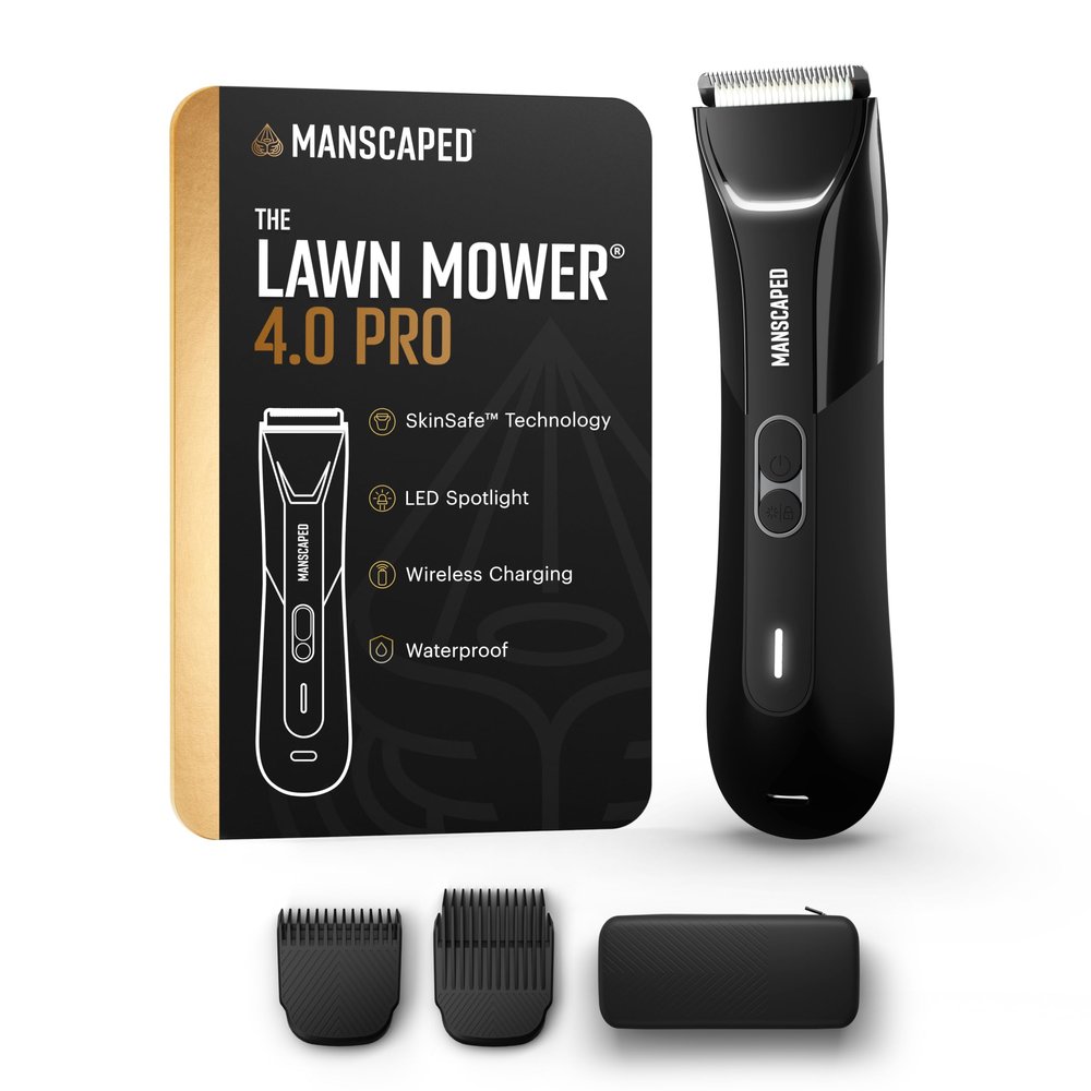 MANSCAPED The Lawn Mower 4.0 PRO - Groin & Body Hair Trimmer, Updated SkinSafe Trimmer Blade, Waterproof Wet/Dry Groomer, USB-C & Wireless Charging Compatible, Mens Ball Shaver with Travel Lock