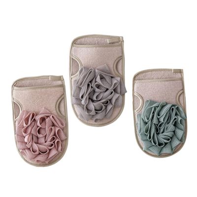 Angoily 3pcs Double-sided Exfoliating Bath Gloves Gentle Dead Skin Removal Mitts for Smooth Skin for Daily Use Shower Bath Pink