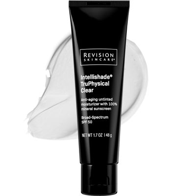 Revision Skincare Intellishade TruPhysical Clear SPF 50, 100% Mineral Face Sunscreen, Oil-Free Anti-Aging Moisturizer with SPF and Vitamin C, Invisible Sunscreen for Sensitive Skin, 1.7 oz