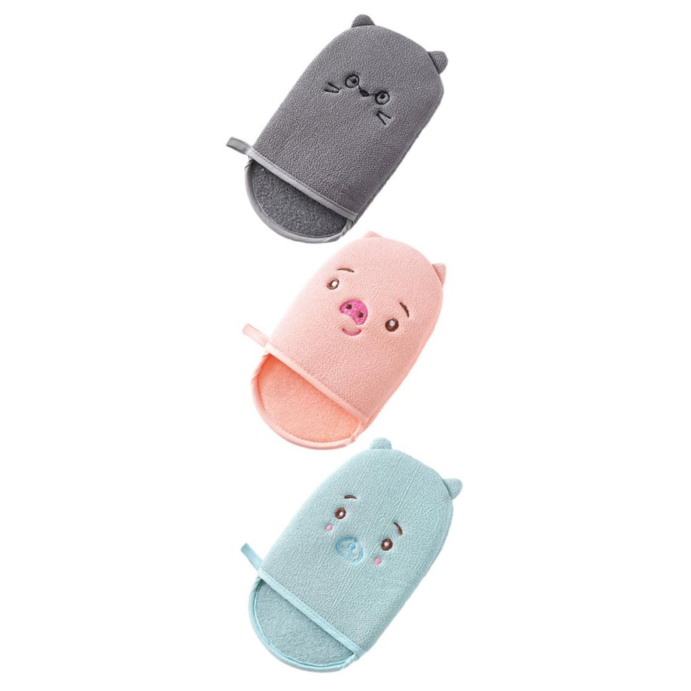 Angoily 3pcs Bath Towel Gloves Exfoliating Brush Shower Loofah Body Scrubber for Deep Cleaning