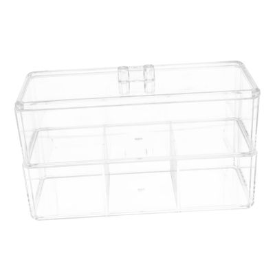 Angoily 2-Layer Cosmetic Puff Holder Case Acrylic Makeup Sponge Box for Easy Organization