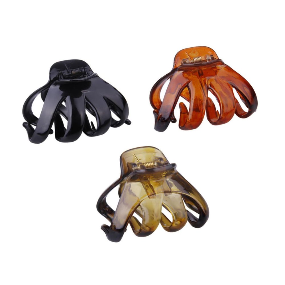 Beatifufu 6pcs Octopus Hair Clips Toothed Jaw Clamps for Women and Girls Lightweight Plastic Hair Accessories Bright Black and Green Tortoiseshell