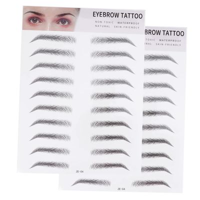 Beatifufu 2pcs Artificial Eyebrow Stickers Easy Use Eyebrow Tool for Men Women Realistic Hair-like Design Instant Transformation for Sparse Brows Black