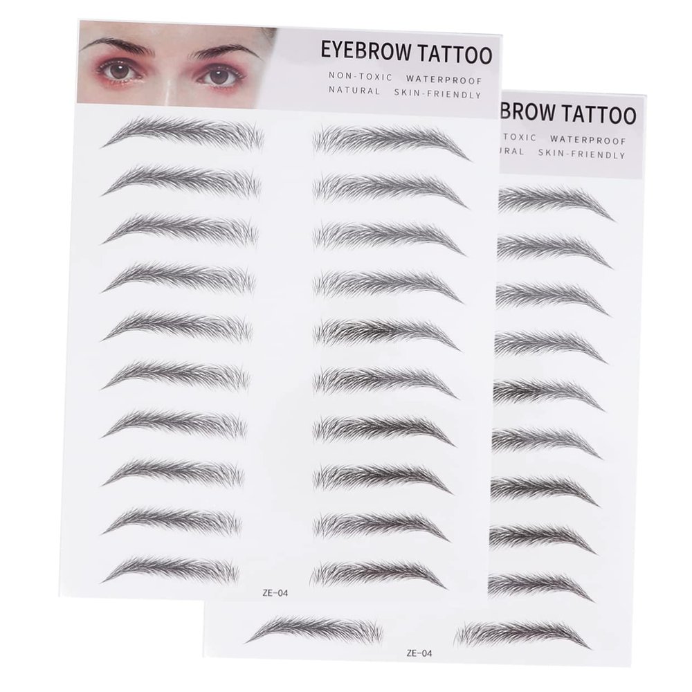 Beatifufu 2pcs Artificial Eyebrow Stickers Easy Use Eyebrow Tool for Men Women Realistic Hair-like Design Instant Transformation for Sparse Brows Black