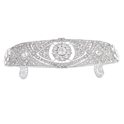 Angoily 1pc Elegant Hair Hoop Crown for Women Vintage Rhinestone Wedding Headdress for Brides and Bridesmaids for Prom Parties and Special Events Silver