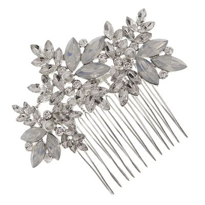 Beatifufu 1pc Bridal Hair Comb Clip Rhinestones Bohemian Hair Accessory for Weddings Parties Special Occasions Handmade Headwear for Brides Bridesmaids Silver