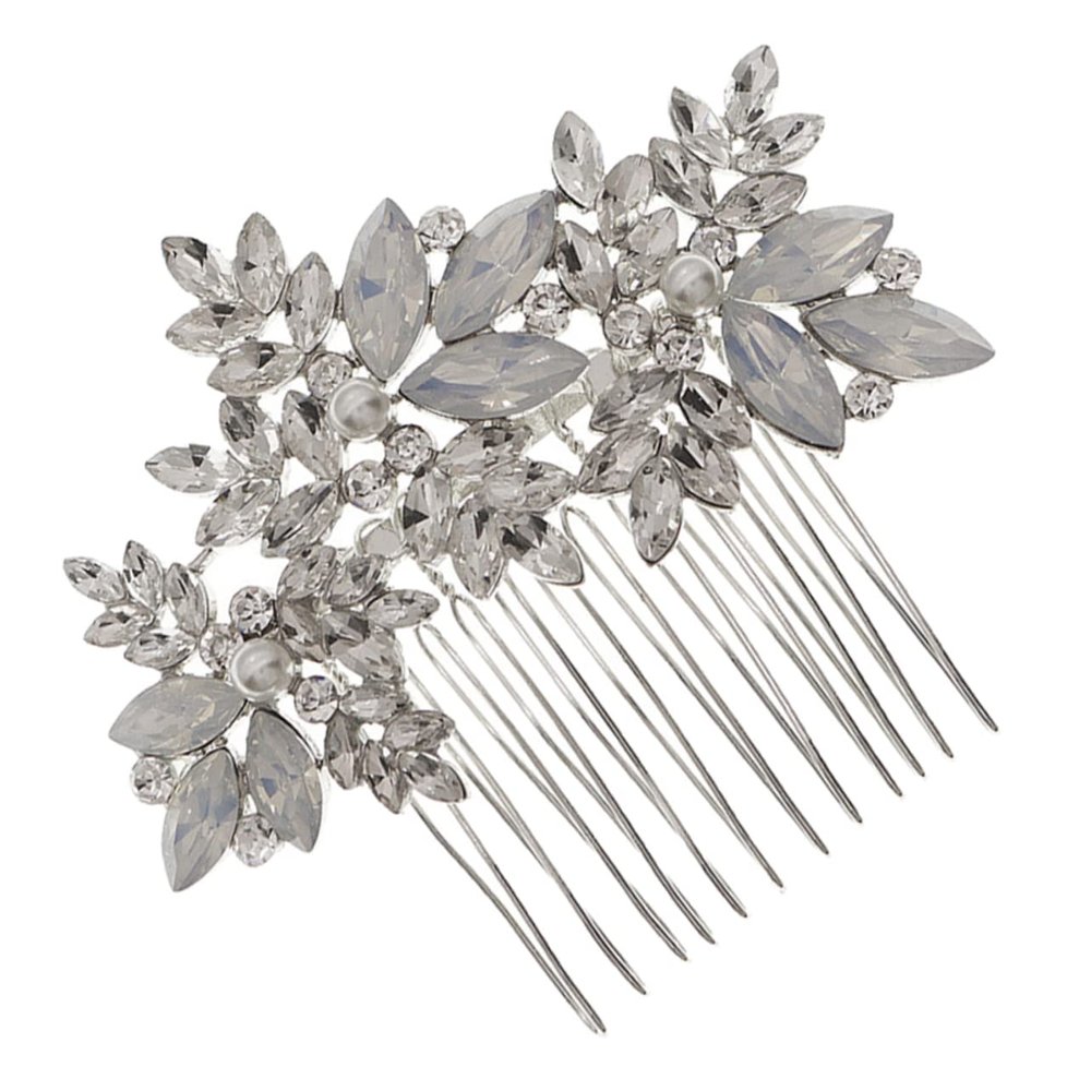 Beatifufu 1pc Bridal Hair Comb Clip Rhinestones Bohemian Hair Accessory for Weddings Parties Special Occasions Handmade Headwear for Brides Bridesmaids Silver