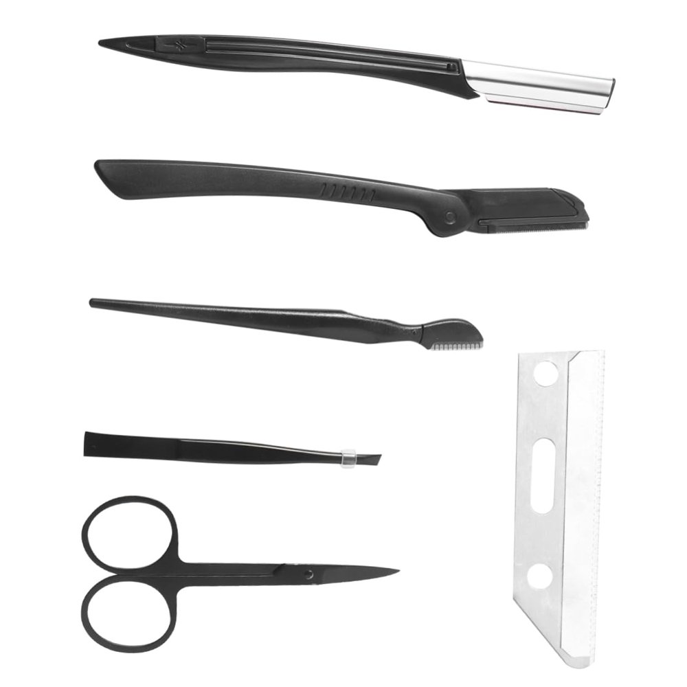 Didiseaon Elegant Eyebrow Razor Set Includes Trimmer Comb Tweezers Scissors Shaper Makeup Tools for Travel Home