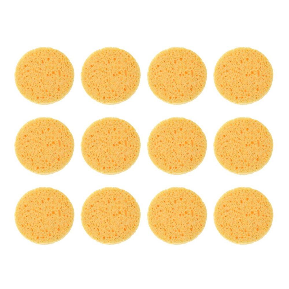 12Pcs Natural Cellulose Facial Sponge Exfoliating Face Scrub Puff Pads for Cleansing and Makeup Removal