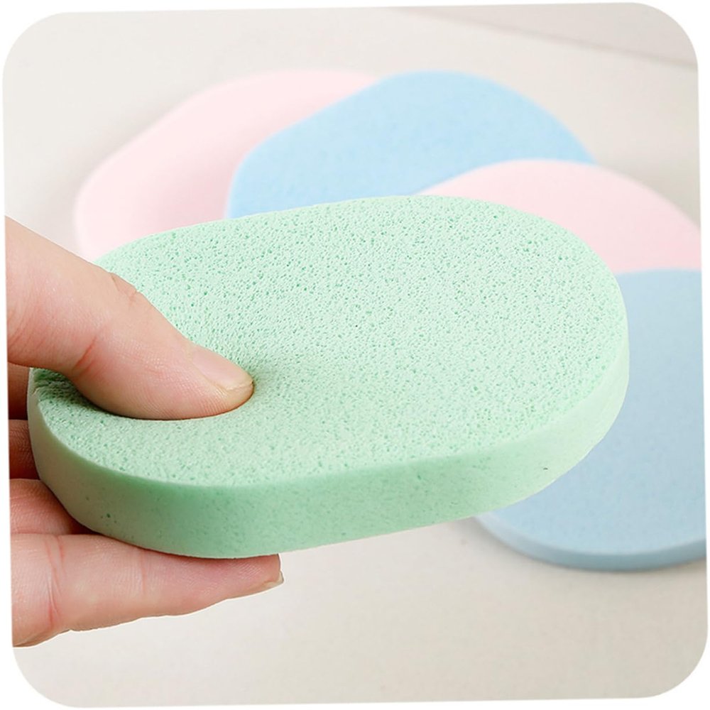 Angoily 50pcs Bamboo Charcoal Facial Cleaning Sponges Natural Exfoliating Pads for Deep Cleansing Skin Brightening Pore Minimizing Random Colors Safe for Skin Types