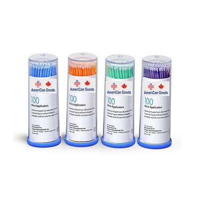 AmeriCan Goods 400Pcs Micro Applicators 2mm Regular & 1.5mm Fine, Assorted Colors Non-Linting Micro Brushes for Dental, Eyelash Cotton Tip Swabs (Regular)