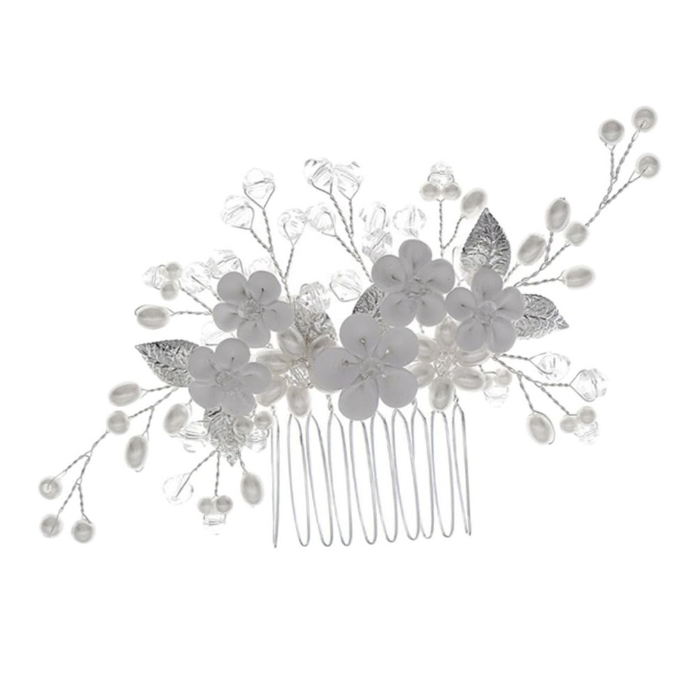BIUDECO Flower Elements Hair Comb for Women Headdress Rhinestones and Lightweight Decorative Side Comb for Weddings Parties and Daily Wear
