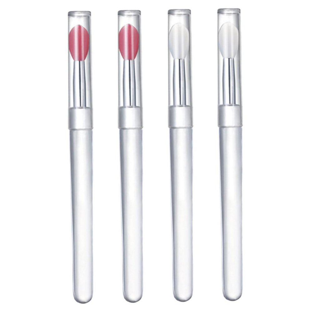 Angoily Reusable Lipstick Applicators Lids 4 Pack Silicone Lip Brushes Makeup Tools for Smooth Lip Makeup