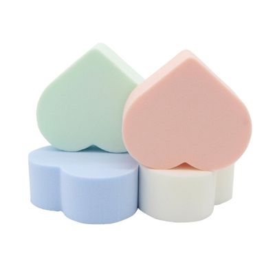 Angoily Makeup Sponges for Foundation 4 Pcs Natural Facial Cleaning Sponges Heart Shape Puff Gentle Skin Care Tools