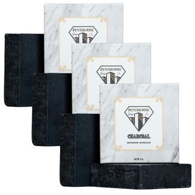 Penthouse Soap Co. Organic Bar Soap, Enriched with Natural Ingredients, 3 Bar Pack, Charcoal