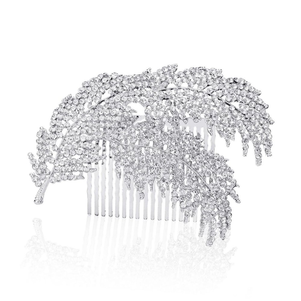 Angoily Bridal Rhinestone Flower Hair Comb Clip Elegant Accessories for Weddings Proms Special Occasions for Brides and Bridesmaids Adds Charm to Any Look