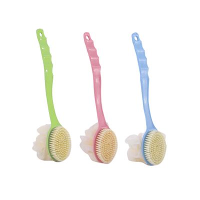Angoily 3pcs Long Handle Bath Brush Set Eco-Friendly Double-Sided Scrubber for Body Massage Back Cleaning Exfoliation Colors Pink Green Blue