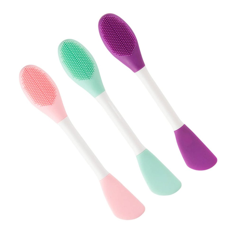 Angoily 3pcs Silicone Handhold Cleaning Brush Face Brush Double Head Facial Cleaner