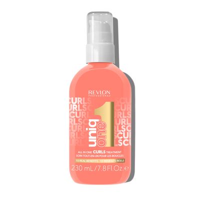 Revlon Professional UniqOne 10-in-1 Leave-In Curls Treatment, Curly Hair Care Stocking Stuffer, Frizz Control, Damage Repair & Heat Protection, 7.8 fl oz
