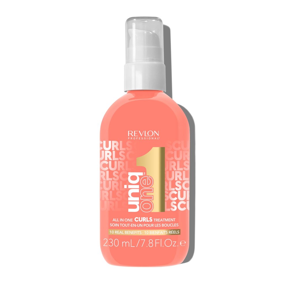 Revlon Professional UniqOne 10-in-1 Leave-In Curls Treatment, Curly Hair Care Stocking Stuffer, Frizz Control, Damage Repair & Heat Protection, 7.8 fl oz