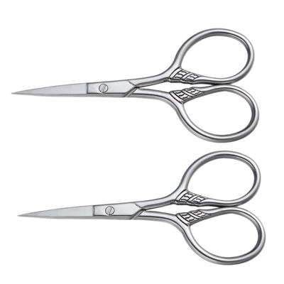 Mipcase 2pcs Silver Stainless Steel Beard Trimming Scissors for Men Grooming Shears for Facial Hair Care and Styling for Barbers and Personal Use