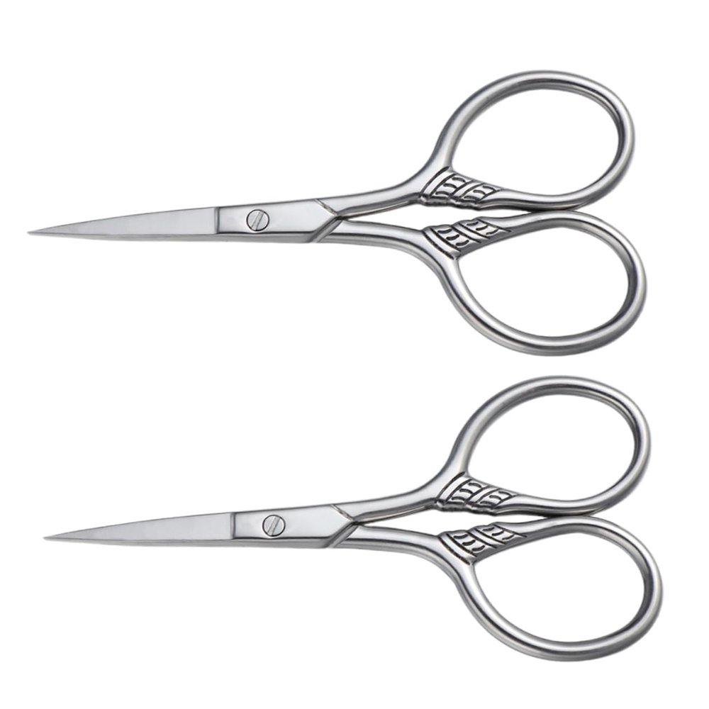 Mipcase 2pcs Silver Stainless Steel Beard Trimming Scissors for Men Grooming Shears for Facial Hair Care and Styling for Barbers and Personal Use