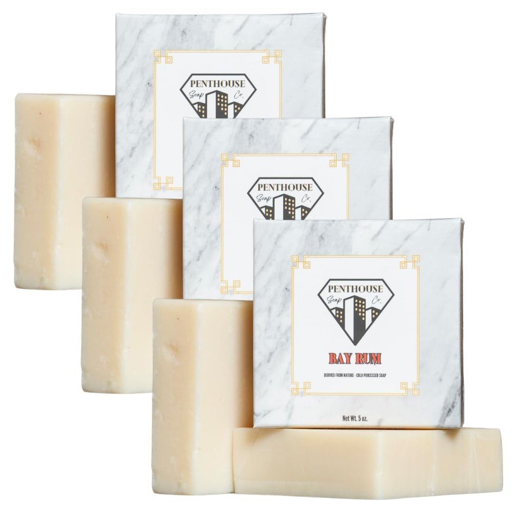 Penthouse Soap Co. Organic Bar Soap, Enriched with Natural Ingredients, 3 Bar Pack, Bay Rum